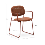 Стул Meli из терракотовой шенилли с терракотовыми металлическими ножками