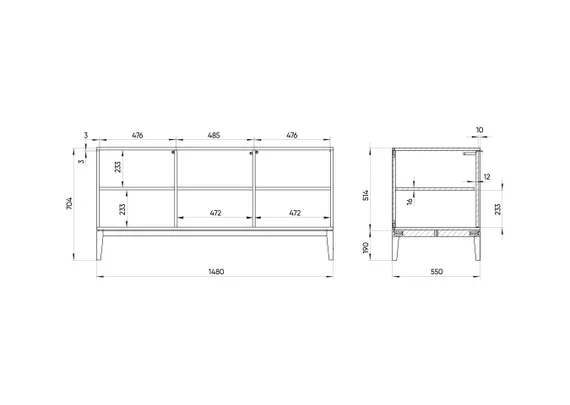 Тумба Fjord 3 двери глубина 55 см (темно-серый)