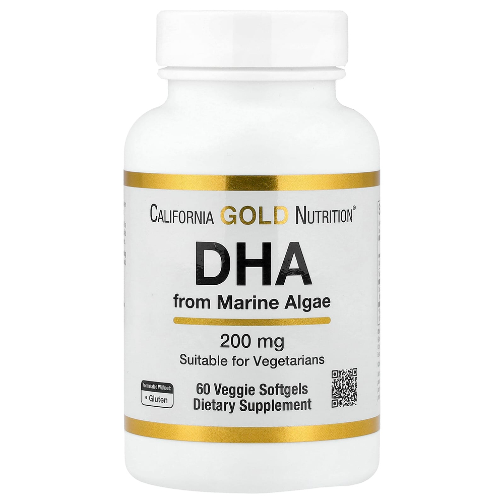 California Gold Nutrition, ДГК из морских водорослей, 200 мг, 60 вегетарианских капсул