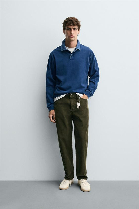 ZARA ВЕЛЬВЕТОВЫЕ БРЮКИ REGULAR FITНЕВЫЙ, ХАКИ