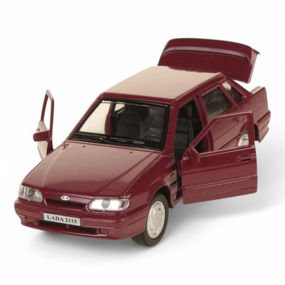Модель ин. мет. "ВАЗ-2115 Самара" 12см. двери, вишневый, коробка 2115-12-CRY (Технопарк)