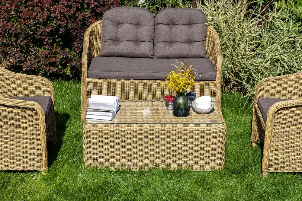 "Равенна" диван двухместный плетенный из ротанга, цвет соломенный