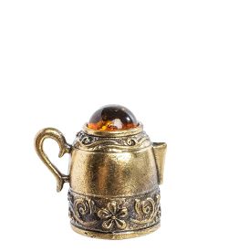 AM-1136 Наперсток «Чайник» (латунь, янтарь)