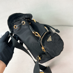 Prada Re-Nylon and Shearling Backpack 25 cm