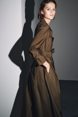 ZARA ПЛАТЬЕ-РУБАШКА ИЗ ПОПЛИНА — ZW COLLECTION, ТЕМНЫЙ ХАКИ