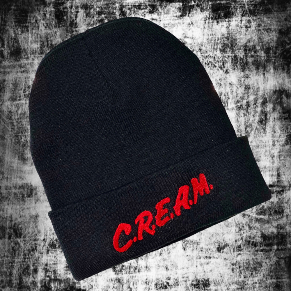 Шапка Wu-Tang black CREAM red с подворотом