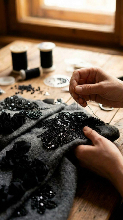 Пальто-кардиган "Ночная роза"