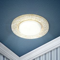 DK80 WH/GD Светильник ЭРА под лампу Gx53, 220V,13W, белый/золото | Встраиваемые светильники Для ламп GX53