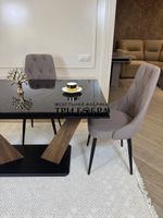 Кухонный раскладной стол "Вирджиния" , черный мрамор и 4 стула ЛОНДОН