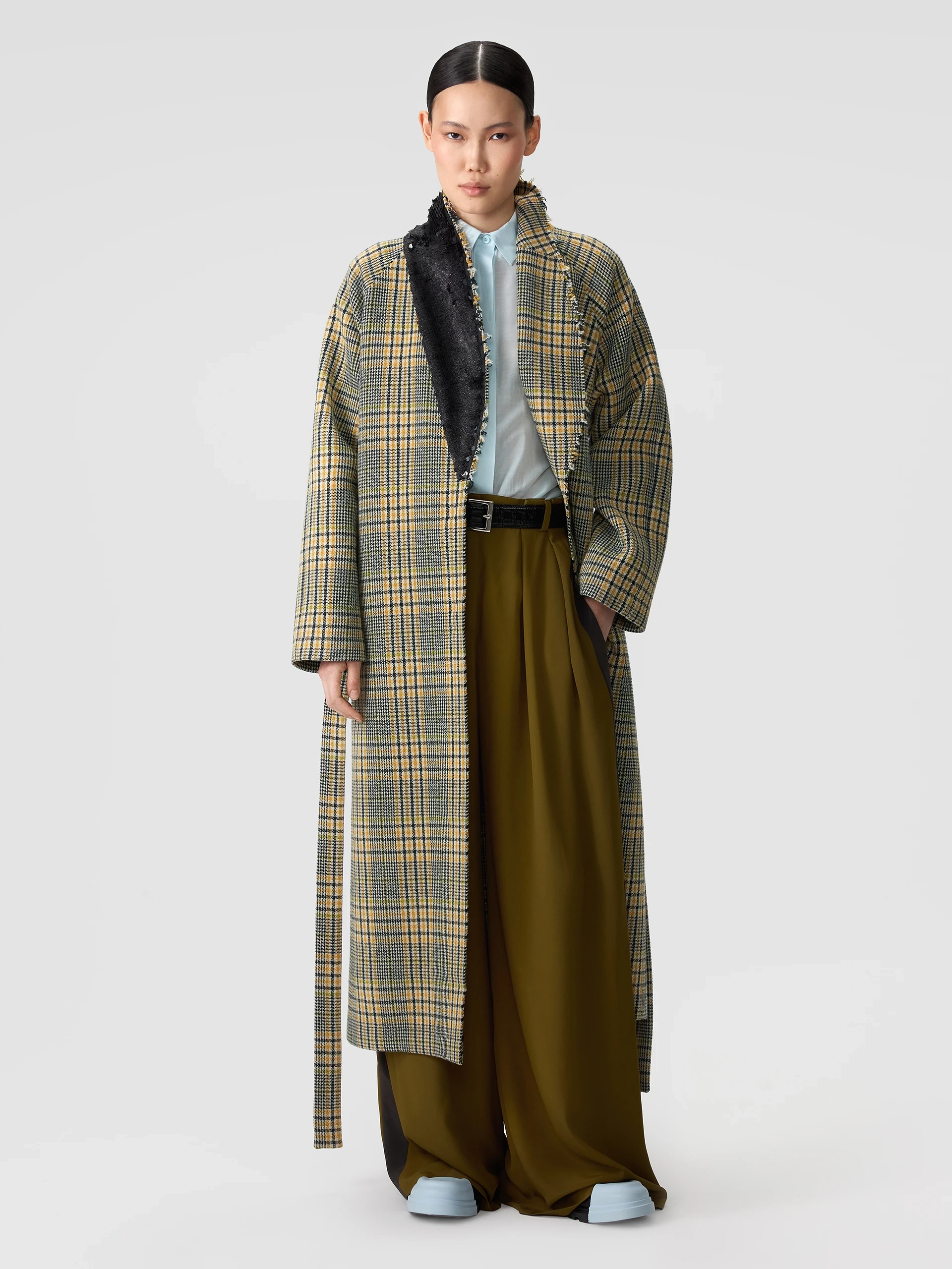 Пальто-халат с воротником из пайеток OLA OLA