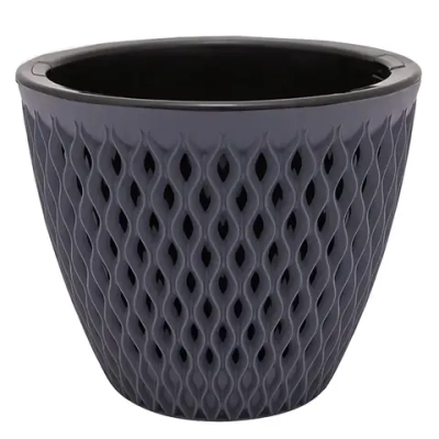 Кашпо для цветов пластиковое 1,6л d-16см «Версаль» Антрацит