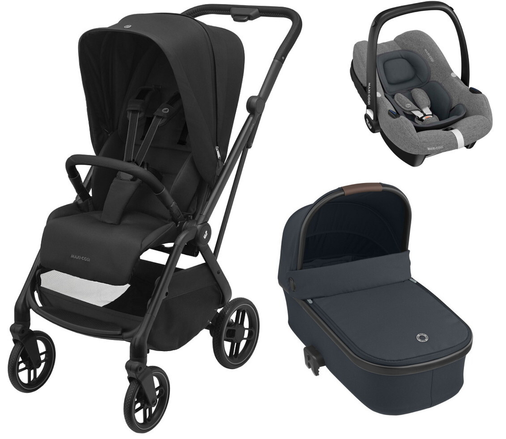 Детская коляска Maxi-Cosi Leona2 Oria 3 в 1 с автокреслом CabrioFix Select grey 1204390110 Twillic Black/1507750111 Essential Graphite