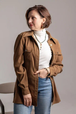 Колье "Амора" из гематита с красным цирконом, оттенок золото