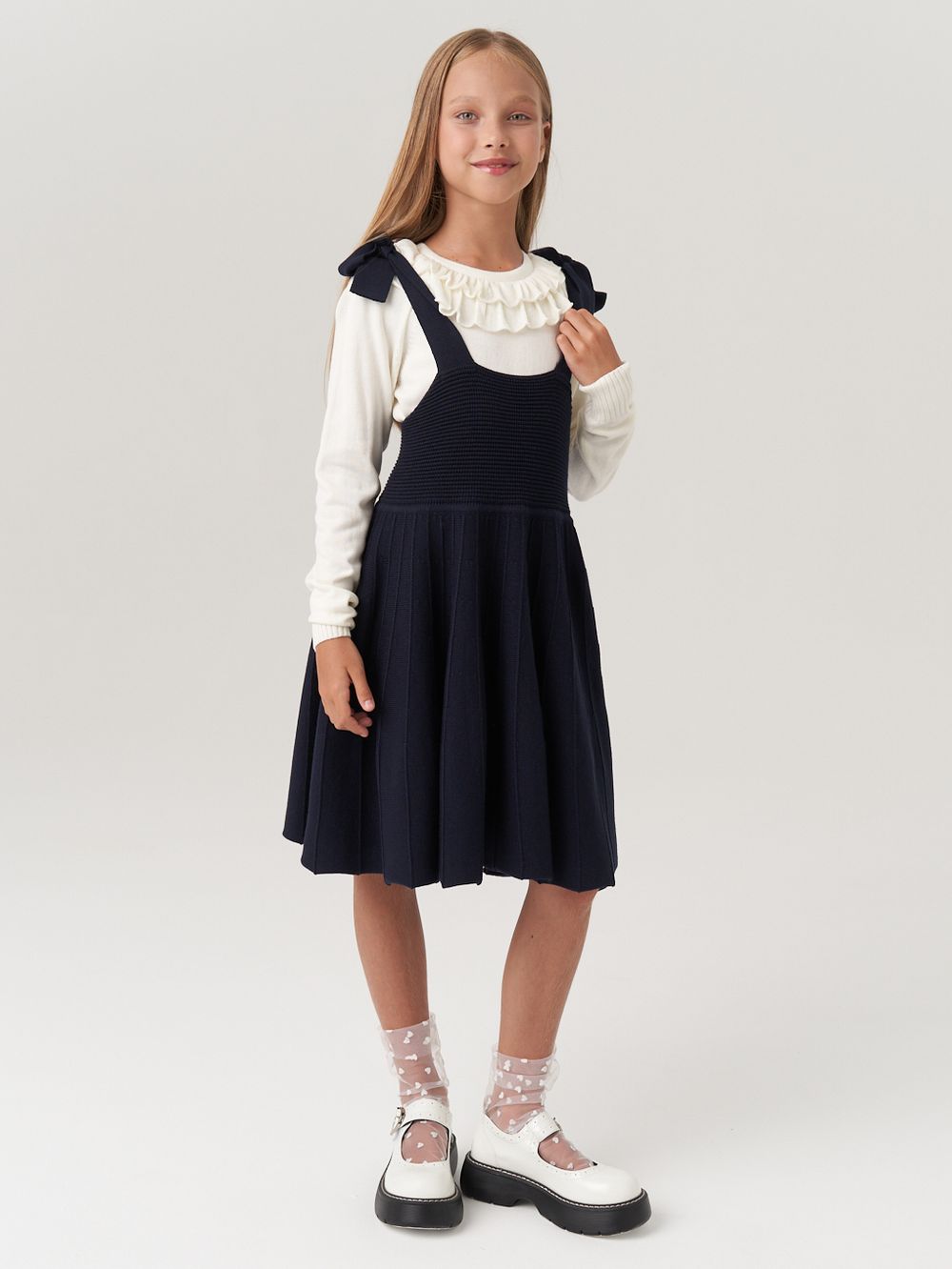 Сарафан школьный для девочки AT972-218 синий