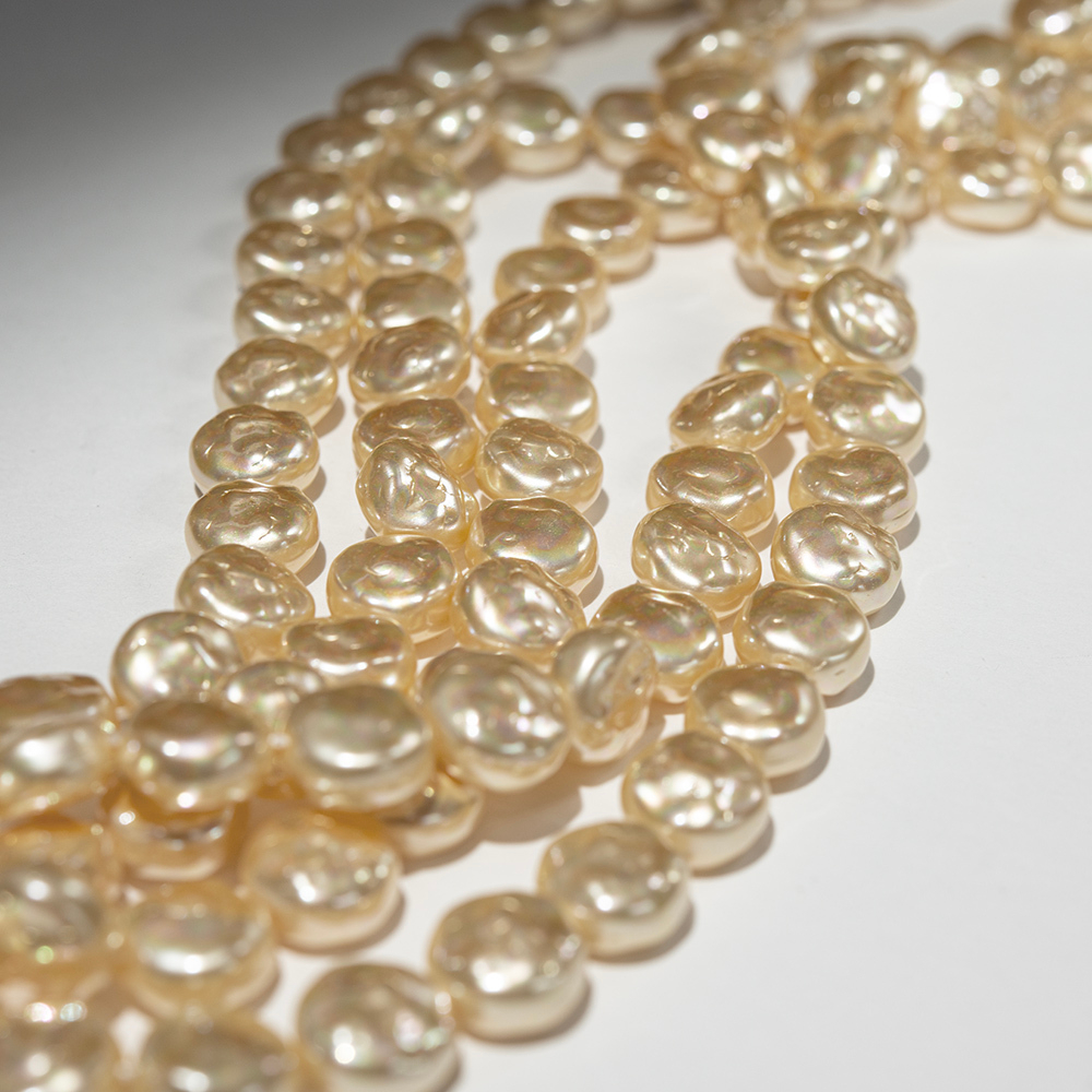 Хрустальный жемчуг в форме монетки, золотистый, 13мм