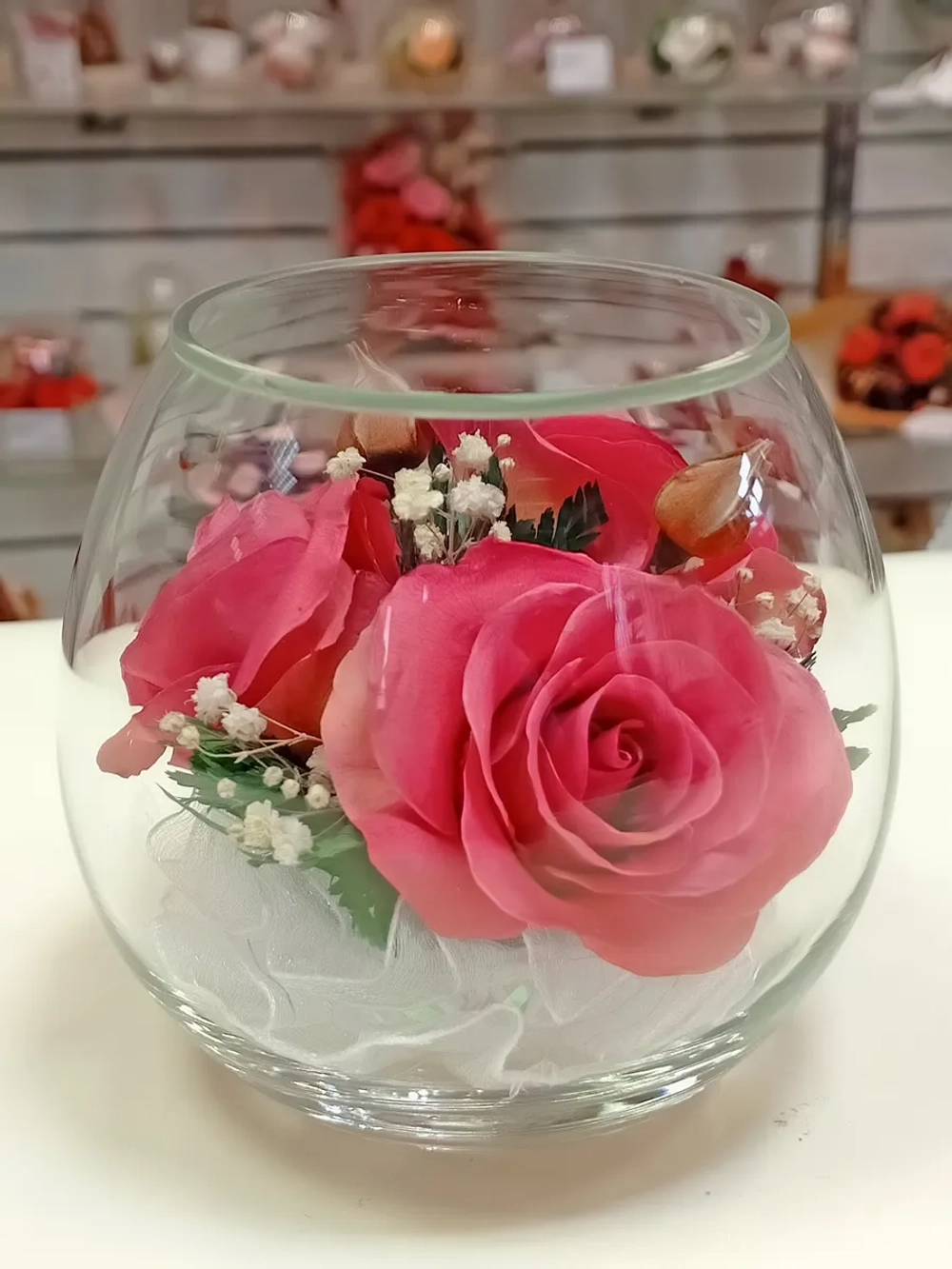 натуральные цветы в стекле, вакуум