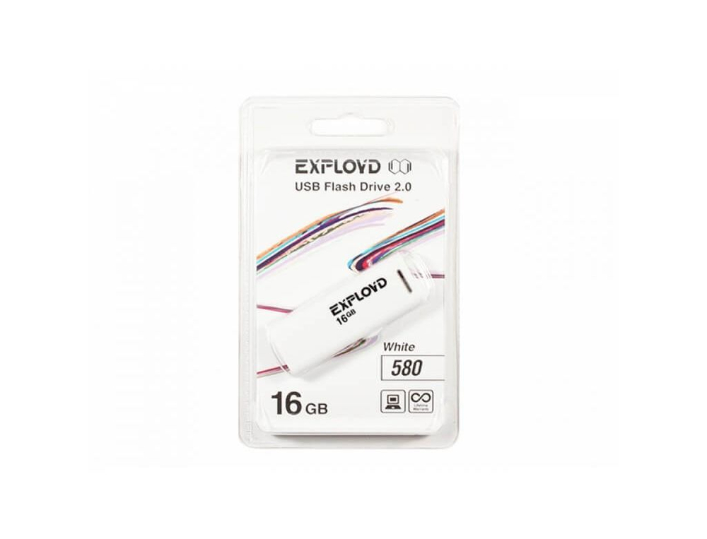 USB Флешка 16GB Exployd 580, USB 2.0, белая
