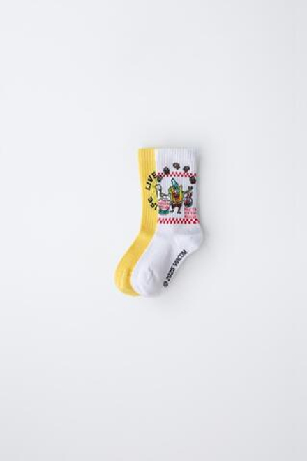 ZARA НАБОР ИЗ 2 ПАР НОСКОВ SPONGEBOB SQUAREPANTS © NICKELODEON, ЖЕЛТЫЙ