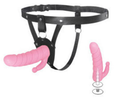 Женский страпон с фаллоимитатором и стимулятором ануса