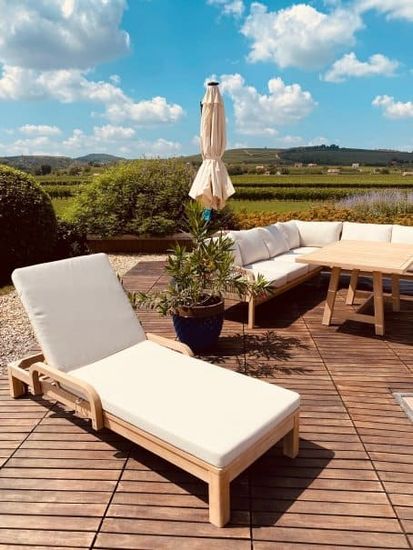 Шезлонг деревянный с матрасом Rimini