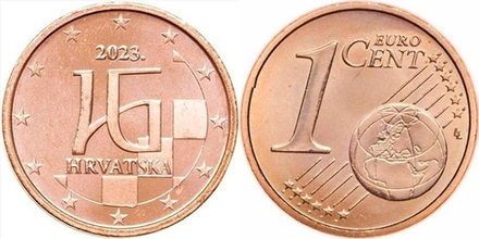 Хорватия 1 евроцент, 2023-2025 Глаголица UNC