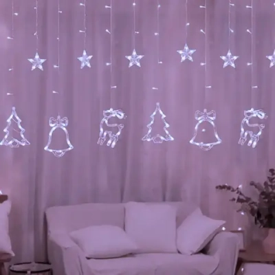 Гирлянда для дома БАХРОМА «Волшебство» ш2,5 м* в0,6/0,9м 120 ламп LED, 8 реж, IP-20, Белый (возможность соединения)