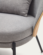 Кресло Eamy светло-серое из шпона ясеня с натуральной отделкой