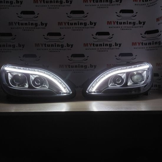 Передние фары daylight black для Mercedes S W220