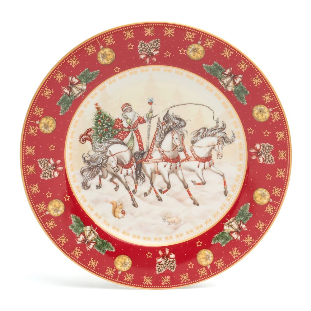 ТАРЕЛКА ОБЕДЕННАЯ LEFARD "ТРОЙКА" 20,5 СМ КРАСНАЯ (КОР=18ШТ.)