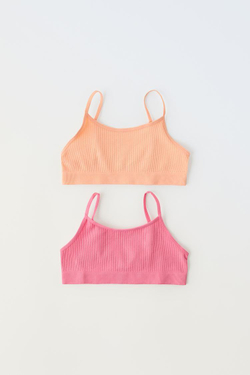 ZARA НАБОР ИЗ ДВУХ ТОПОВ SEAMLESS, МАНДАРИНОВЫЙ