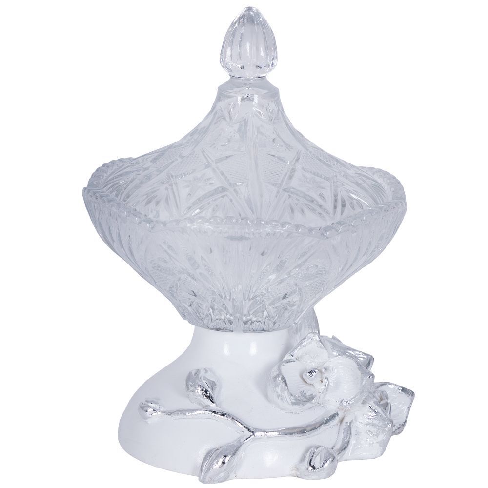 Сахарница стеклянная с крышкой Орхидея Лайм Белый