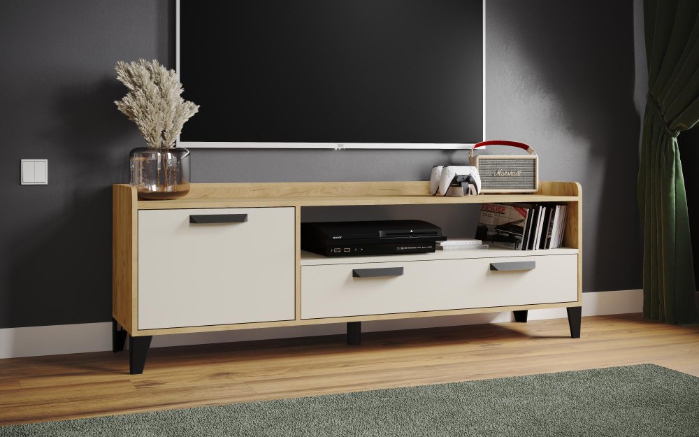 Тумба ТВ Парус-8, Дуб крафт золотой, Кашемир