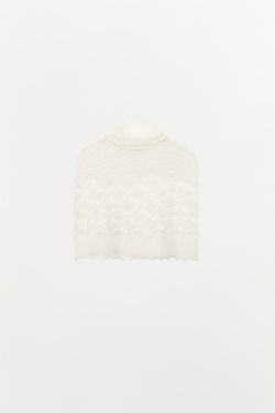 ZARA НАКИДКА С АЖУРНЫМ УЗОРОМ, БЕЛЫЙ