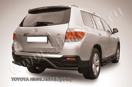 Защита заднего бампера (нержавейка) Toyota Highlander (2010-2013) d57 волна (черный)