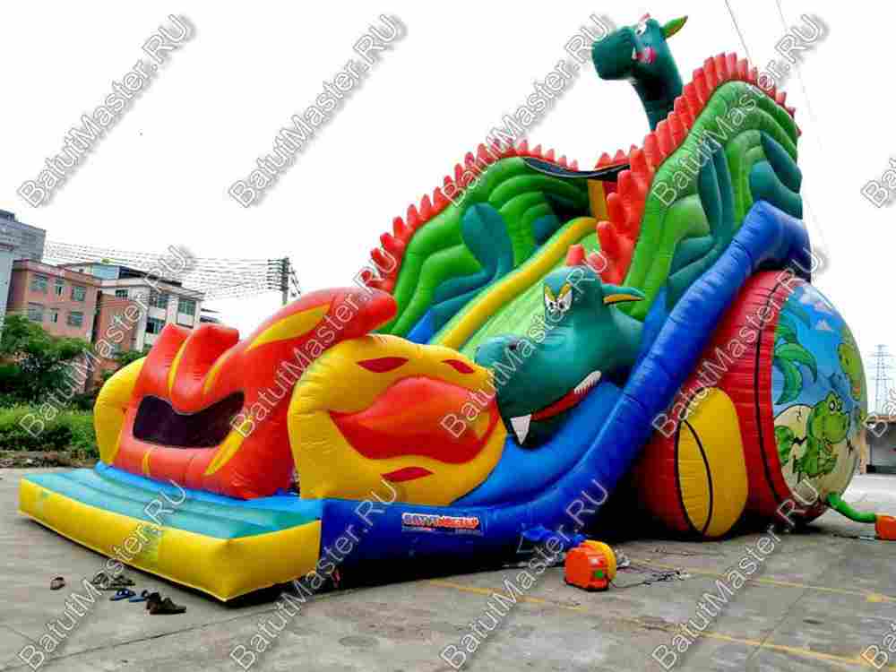 Коммерческий надувной батут-горка "Огненный дракон" 16*8*11 м