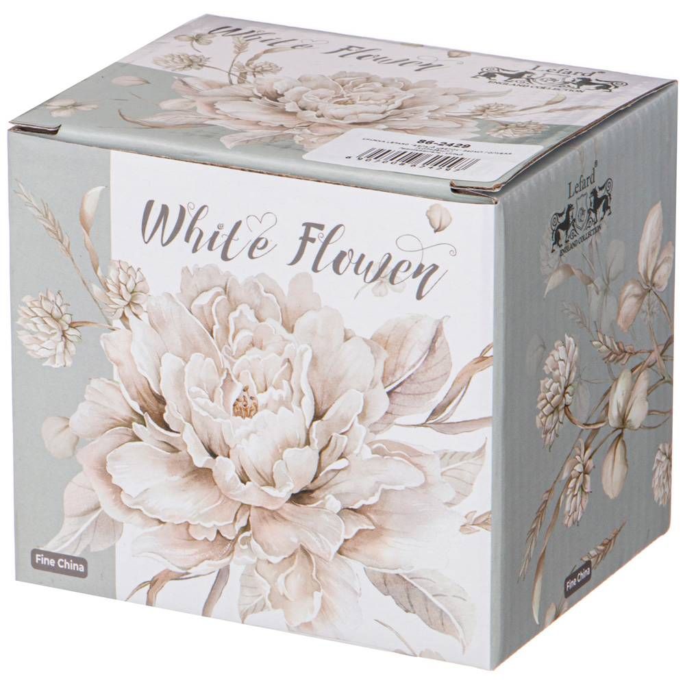 КРУЖКА LEFARD "БЕЛЫЙ ЦВЕТОК" 320 МЛ ГОЛУБАЯ (КОР=36ШТ.)