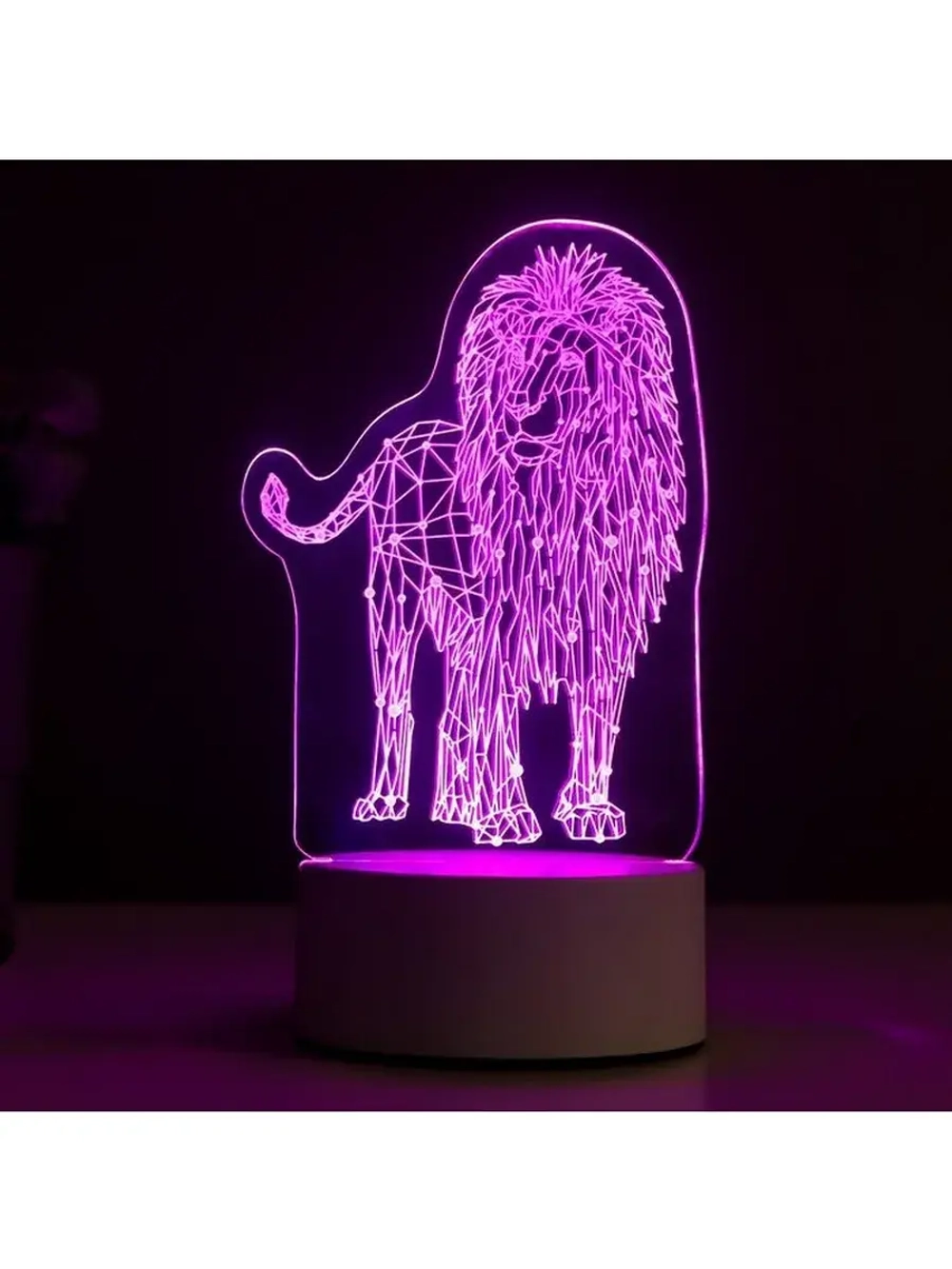 Светильник 3D ночник RISALUX «Лев», LED RGB, от сети, 9.5×13