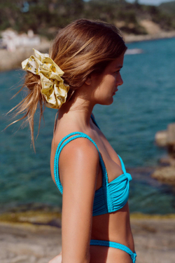 ZARA ТОП БИКИНИ С ДВОЙНЫМИ ПЛЕТЕНЫМИ БРЕТЕЛЯМИ, БИРЮЗОВЫЙ