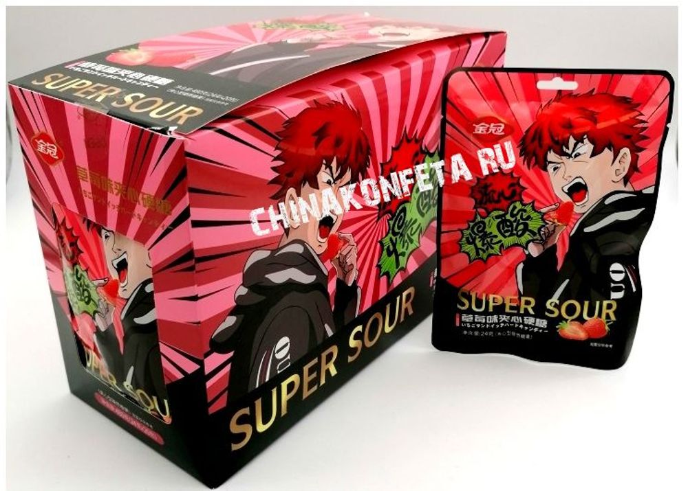 Конфеты "SUPER SOUR", клубника