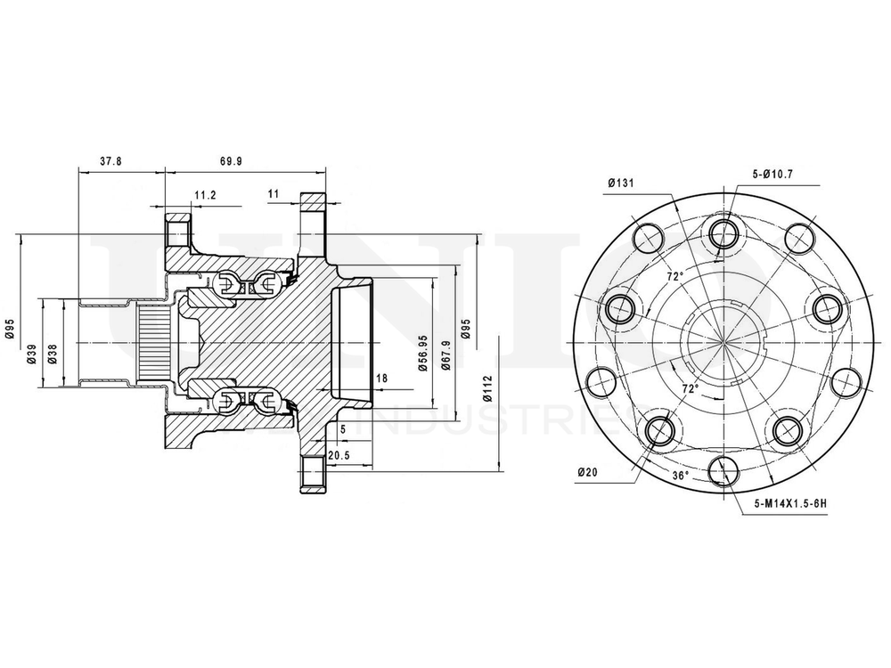 Ступица задняя (с ABS) UNIO HUB-20075