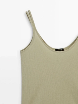 Massimo Dutti Топ в рубчик на двойных бретелях, светло-зеленый
