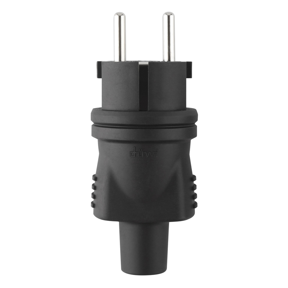 Вилка duwi с/з 16A IP44 каучук черная