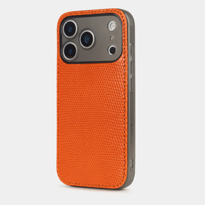 Чехол-накладка для iPhone 17 Pro из кожи ящерицы, оранжевого цвета