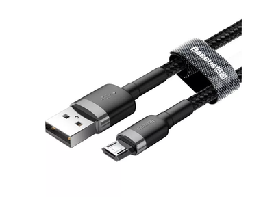 Кабель Baseus Cafule Cable 2.4A (USB) на (Micro-USB) (CAMKLF-BG1) 100см тканевая оплётка (черный)