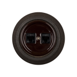 Розетка RJ45 информационная двойная, керамика, цвет коричневый B1-302-02