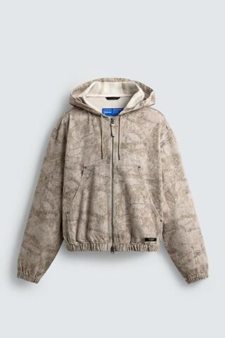 ZARA КУРТКА С КАПЮШОНОМ ИЗ ТКАНИ С ЭФФЕКТОМ ПОТЕРТОСТИ, РАЗНОЦВЕТНЫЙ