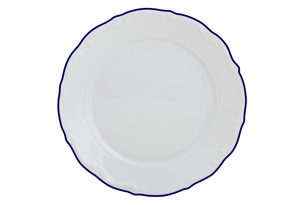 Тарелка мелкая 27 см, кант синий