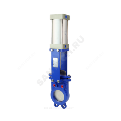 Задвижка шиберная двусторонняя чугун Ду 300 Ру10 межфл с пневмоприводом 2/стороннего действия уплотнение: NBR Benarmo