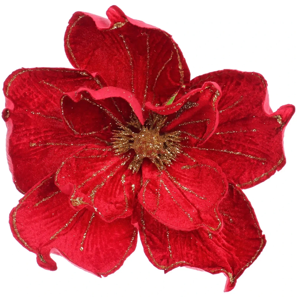 Украшение новогоднее «Пуансеттия - Мерцание» 26 см, Красный/Золото