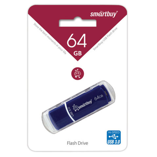 Память "Crown" 64GB, USB 3.0 Flash Drive, синий, Smart Buy